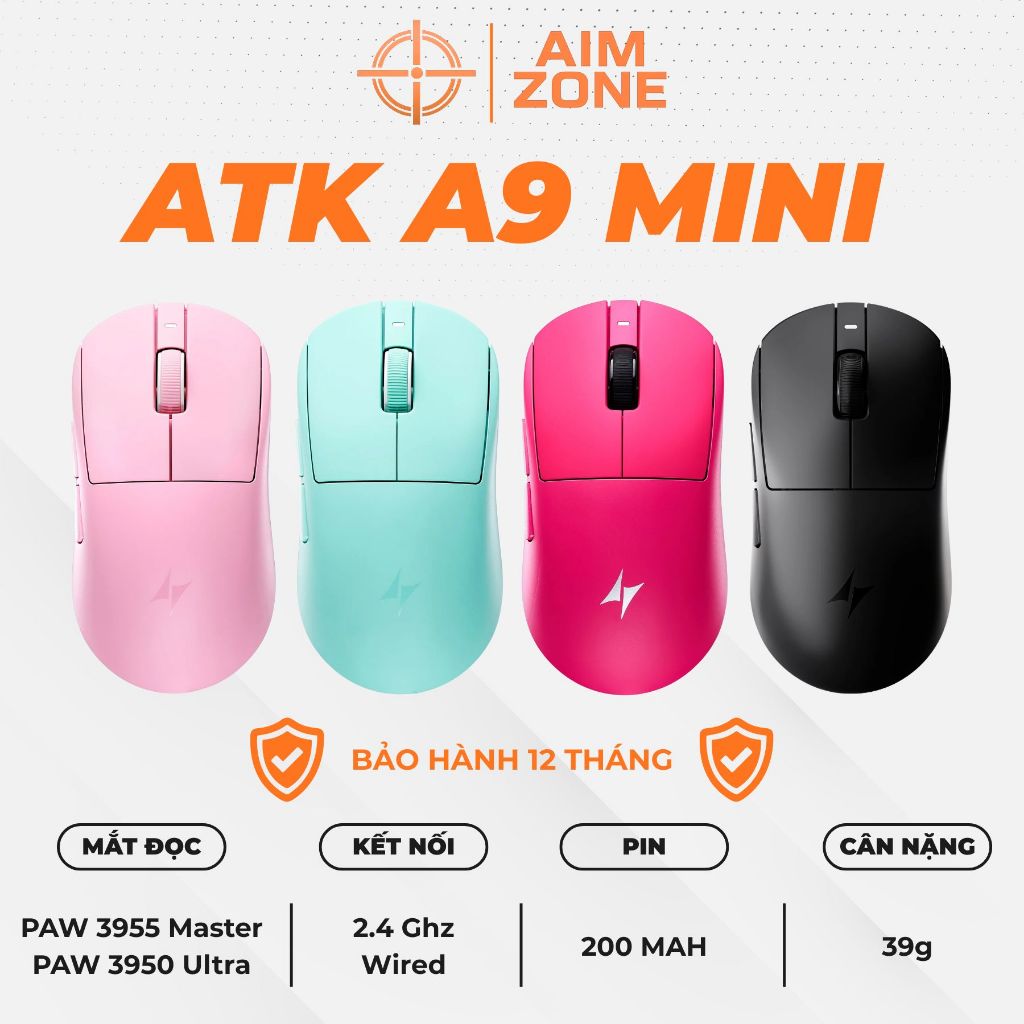 Chuột Gaming Không Dây ATK Dragonfly A9 Mini Ultimate | A9 Mini Ultimate Plus  - Siêu Nhẹ Chỉ 39Gram