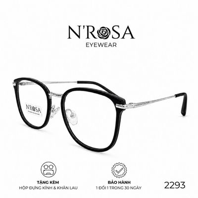 Gọng Kính N’ROSA 2293 – Form Square-Oval Thanh Lịch, Nhựa TR90 Phối Kim Cao Cấp, Vẻ Đẹp Trẻ Trung & Thời Thượng