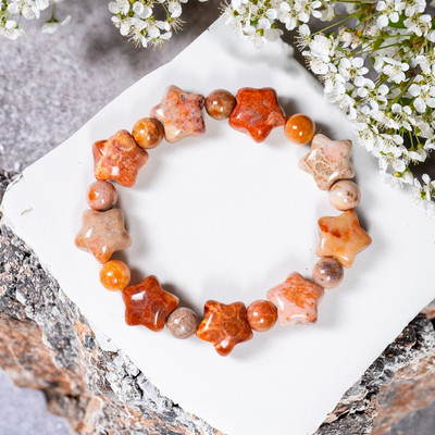 Vòng Tay San Hô Thiên Nhiên Hình Ngôi Sao Xinh Xắn - Ngọc Trai Trường Thịnh