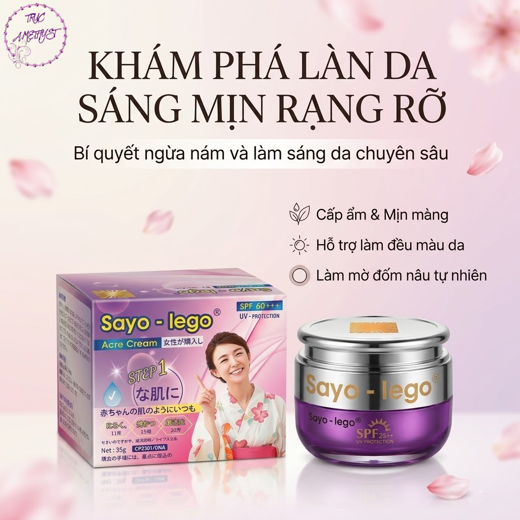 Kem dưỡng trắng da cao cấp Sayo-Lego (tím)