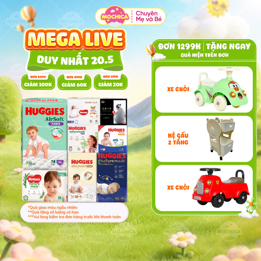 [TỔNG] Tã Bỉm Quần/Dán HUGGIES siêu cao cấp Platinum Nature Made đầy đủ size - Mochica
