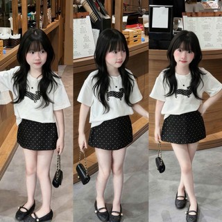 Váy cho bé gái, Đồ bộ bé gái, Set váy viber tiểu thư áo cotton phối chân váy chấm bi có lót cho bé 10-35kg Baby Trendy
