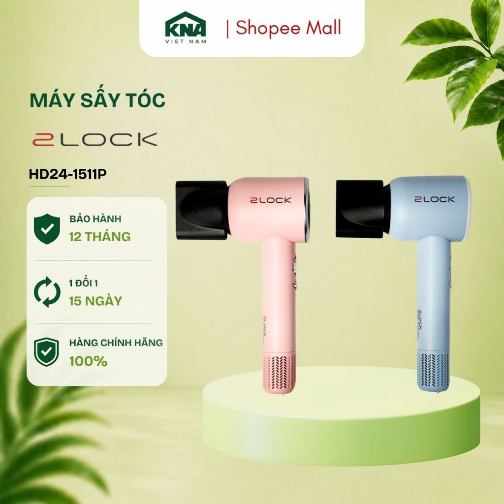 Máy Sấy Tóc Ion Âm 2LOCK Korea HD24-1511P - Công Suất Đến 1600W, 3 Chế Độ Nhiệt, Sấy Khô Thần Tốc