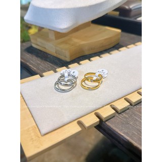 Nhẫn titan hạt đá chìm trơn đơn giản