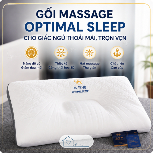 Gối Massage Công Thái Học Optimal Sleep 48x74cm – Gối Cao Su Non Latex 3 Lớp Hỗ Trợ Cổ Vai Gáy, Giảm