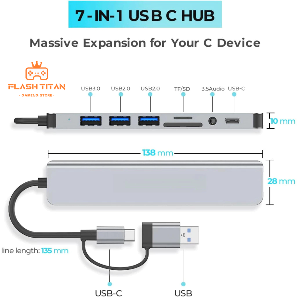 HUB chia cổng USB KingFast 8 in 1 Chuyển đổi, mở rộng cổng type C sang HDMI, USB,PD,TF dùng cho macbook laptop ipad,pc | BigBuy360 - bigbuy360.vn