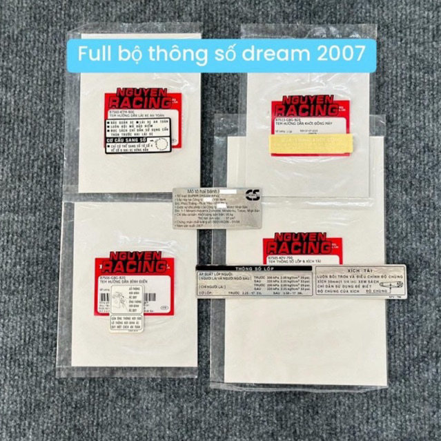 Full bộ tem thông số xe super dream 2007 ( 5 tem )
