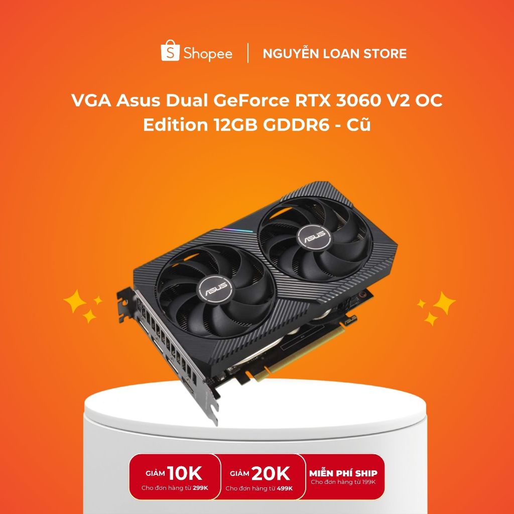 VGA Asus Dual GeForce RTX 3060 V2 OC Edition 12GB GDDR6 - Cũ