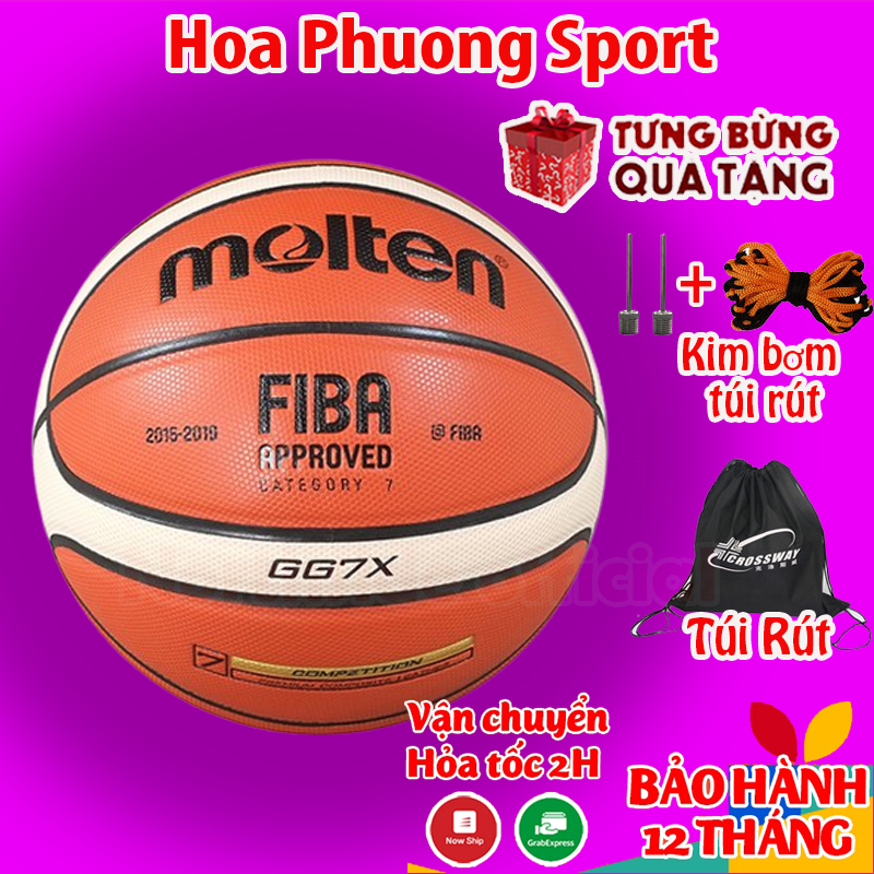 [QUÀ TẶNG TÚI ĐỤNG GIÀY, DÉP ĐA NĂNG Bóng rổ da Molten GG7X - size 7
