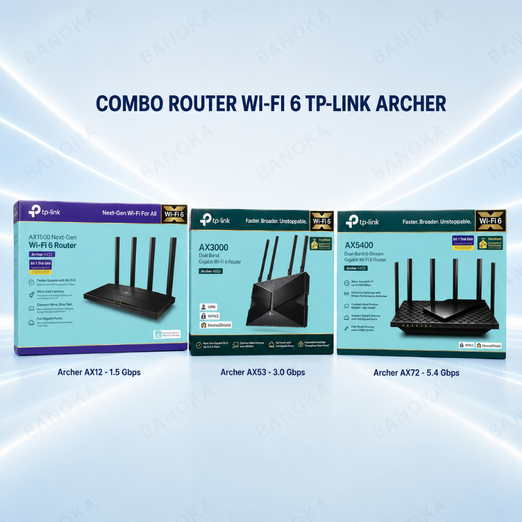 Router Wifi TP-Link Archer AX12 AX53 AX72 Wi-Fi 6 Chính Hãng Bộ Phát Wifi Gigabit Gia Đình Văn Phòng