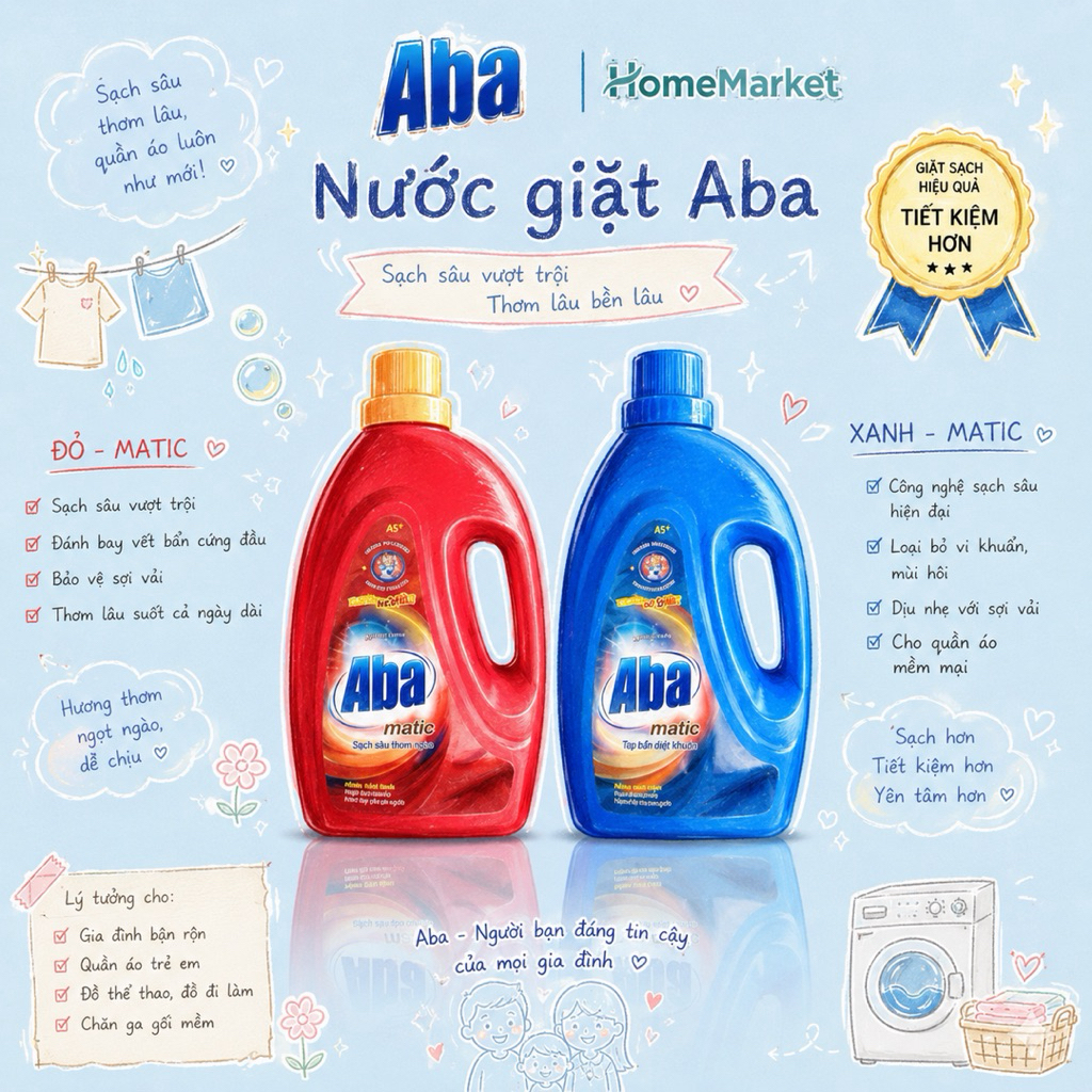 Nước Giặt Aba Matic 2.75kg ( xanh)