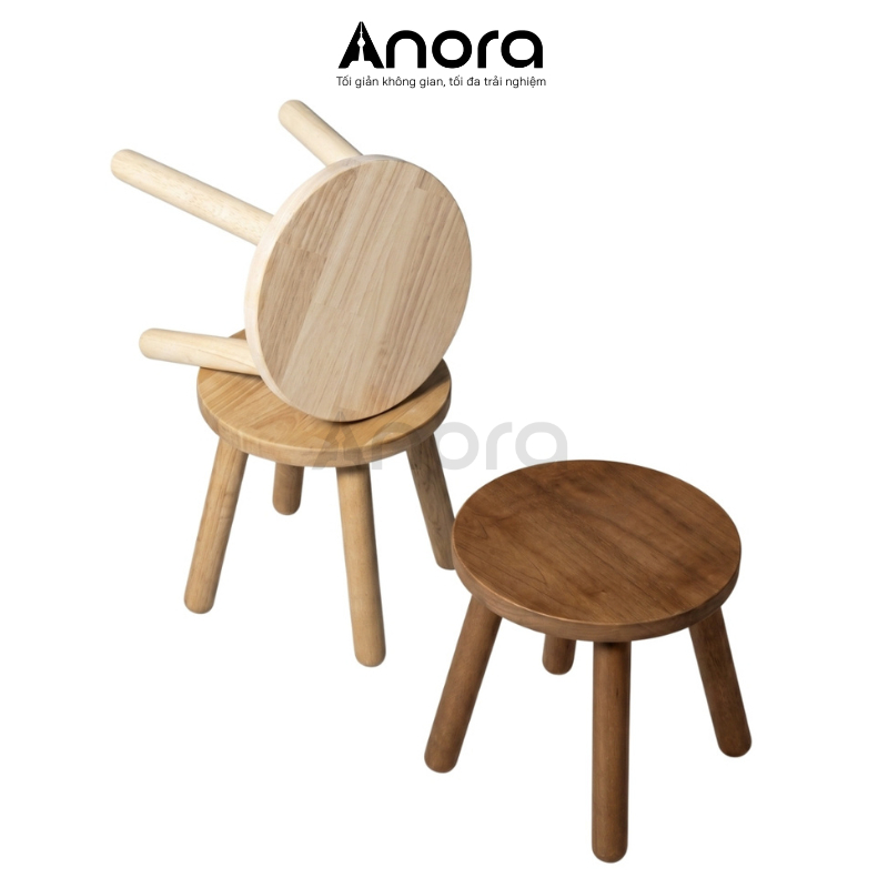 Ghế Gỗ Mini Mặt Tròn Ø24 Anora Home - Decor Nhà Đẹp Phong Cách Hàn Quốc