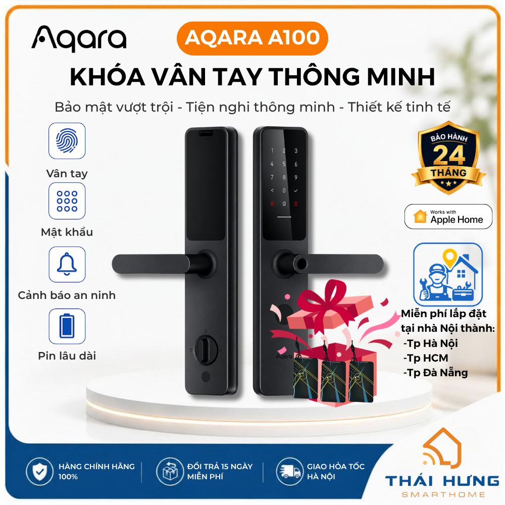 [Lắp đặt HN-HCM] Khóa thông minh cao cấp Aqara A100 Zigbee/D100 -mở khóa 9 cách, hỗ trợ Homekit