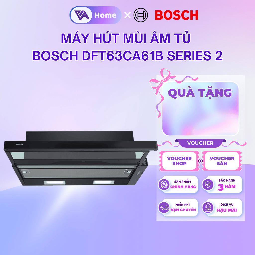 [BOSCH] Máy hút mùi âm tủ Bosch DFT63CA61B - Series 2 (60cm) - Hàng chính hãng - Bảo hành 3 năm