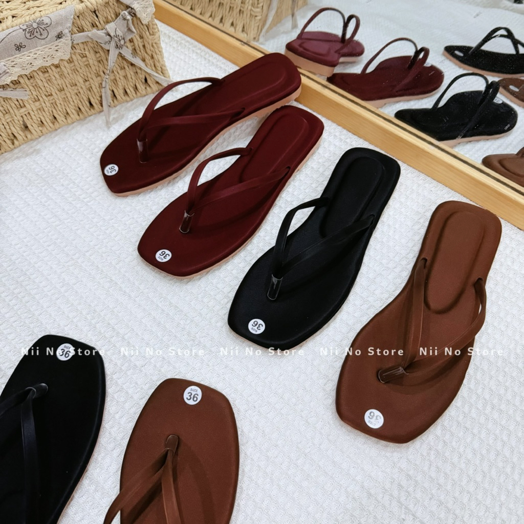 [N66] Dép kẹp nữ mũi vuông quai mảnh lụa thời trang