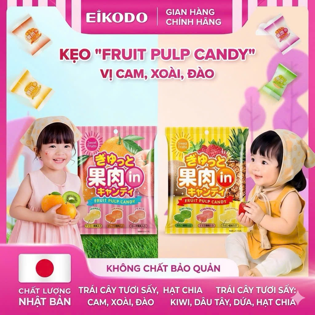 KẸO "FRUIT PULP CANDY" Eikodo 80g