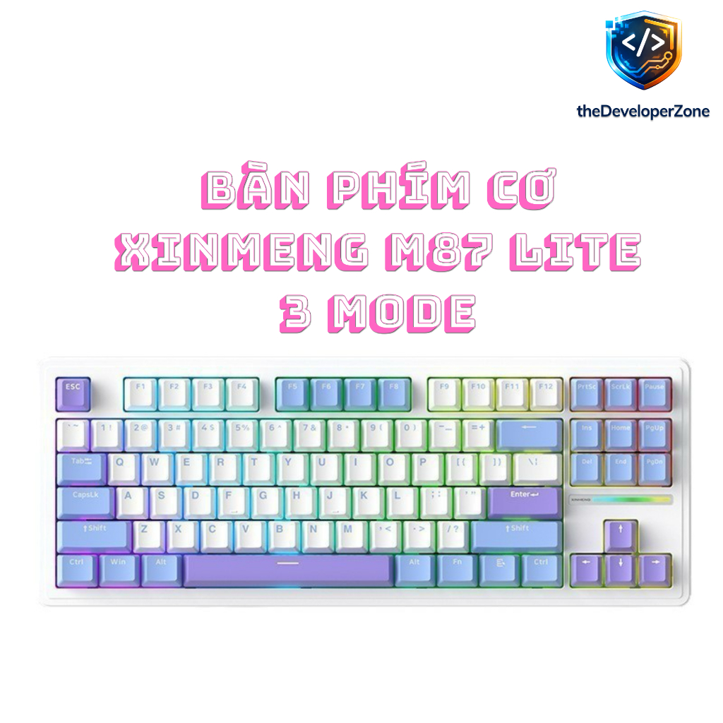 [HÀNG MỚI CỰC HOT] Bàn Phím Cơ Gaming Xinmeng M87 Lite Bluetooth RGB Hotswap 5 pin Mạch Xuôi 3 Mode