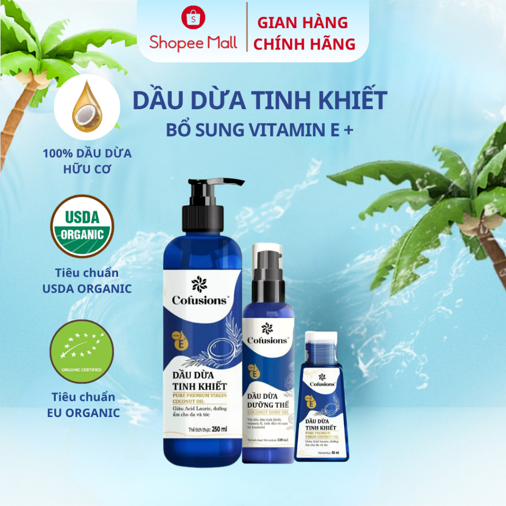Dầu Dừa Vietcoco Bổ Sung Vitamin E Nguyên Chất 100% Dưỡng Ẩm Da , Chăm Sóc Tóc Ưu Việt