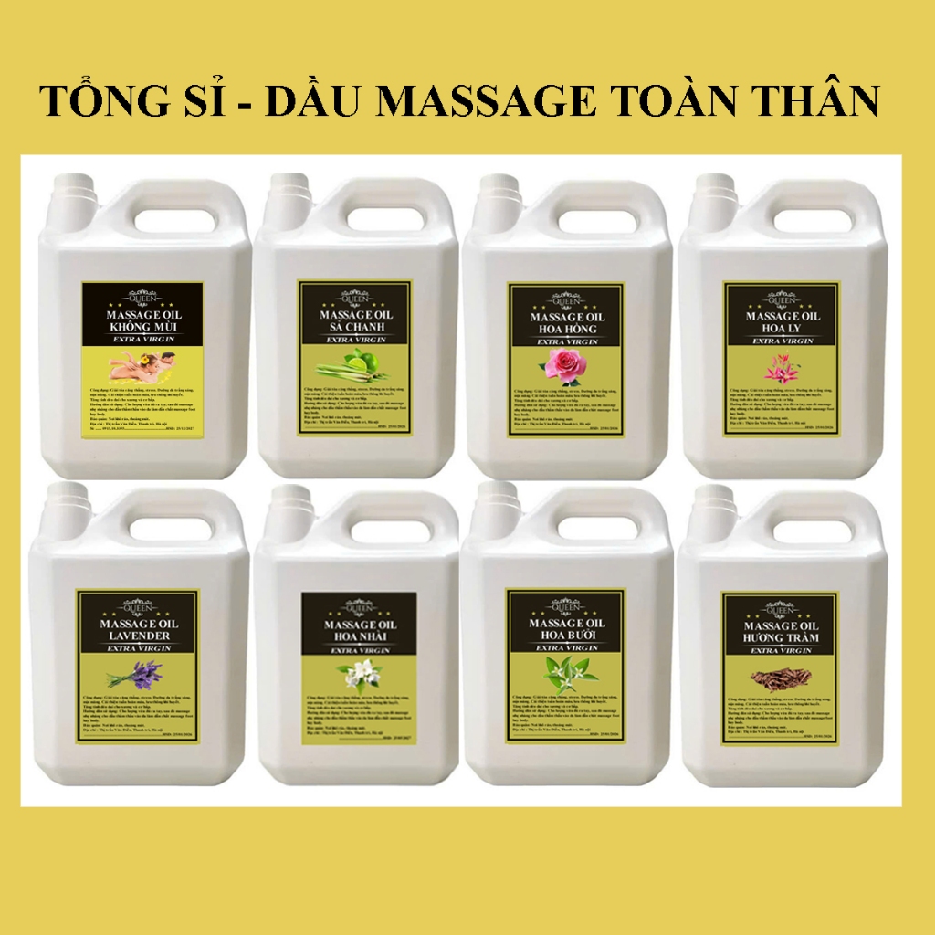 Dầu Massage Body vói nhấn 1 lít -  Can 5 lít Tinh Dầu Thiên nhiên 100% dùng cho mọi loại da ( nhiều mùi tự chọn)