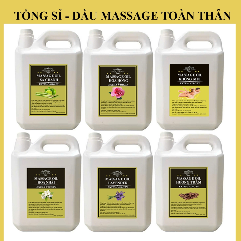 Can 5 Lít Dầu Massage Body - Tinh Dầu Thiên nhiên 100% dùng cho mọi loại da ( Nhiều mùi tự chọn)