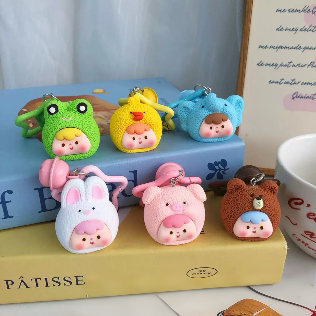 Móc Khóa Bé Đội Thú Cute Mini Dễ Thương Trang Trí Túi Xách | HANA STORE