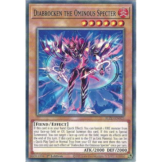 [KW2 Yugioh] [EN-UK] Thẻ BLZD-EN025 Diabrocken the Ominous Specter : Common Card : 1st Edition