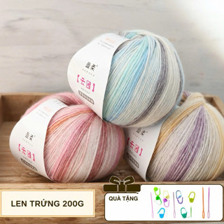 LEN TRỨNG COTTON LOANG NHIỀU MÀU 200G – SỢI MỀM, ĐAN MÓC DỄ DÀNG CHUYÊN MÓC KHĂN ,ÁO, MŨ..