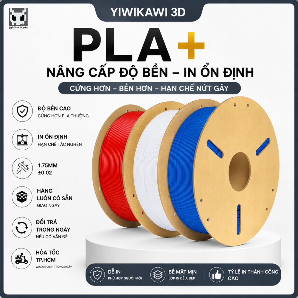 [Hàng Luôn Có Sẵn] Nhựa In 3D PLA+ Yiwikawi Tinh Khiết Vượt Trội, Nhựa Cuộn In 3D FDM - Yiwikawi3D