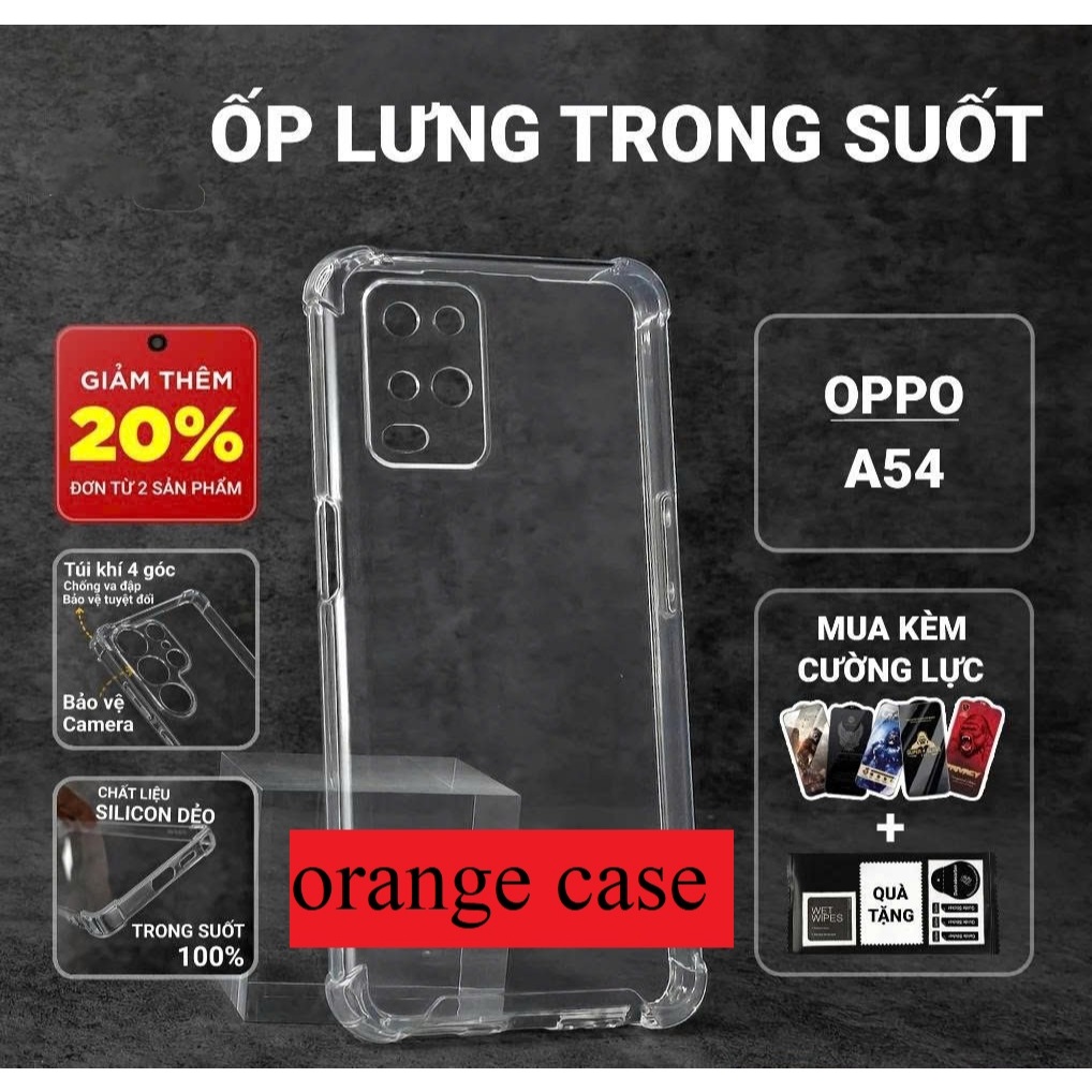 Ốp lưng Oppo A54 4G/5G Oragne Case trơn trong suốt |Ốp điện thoại Oppo dẻo bảo vệ camera đt toàn diệ