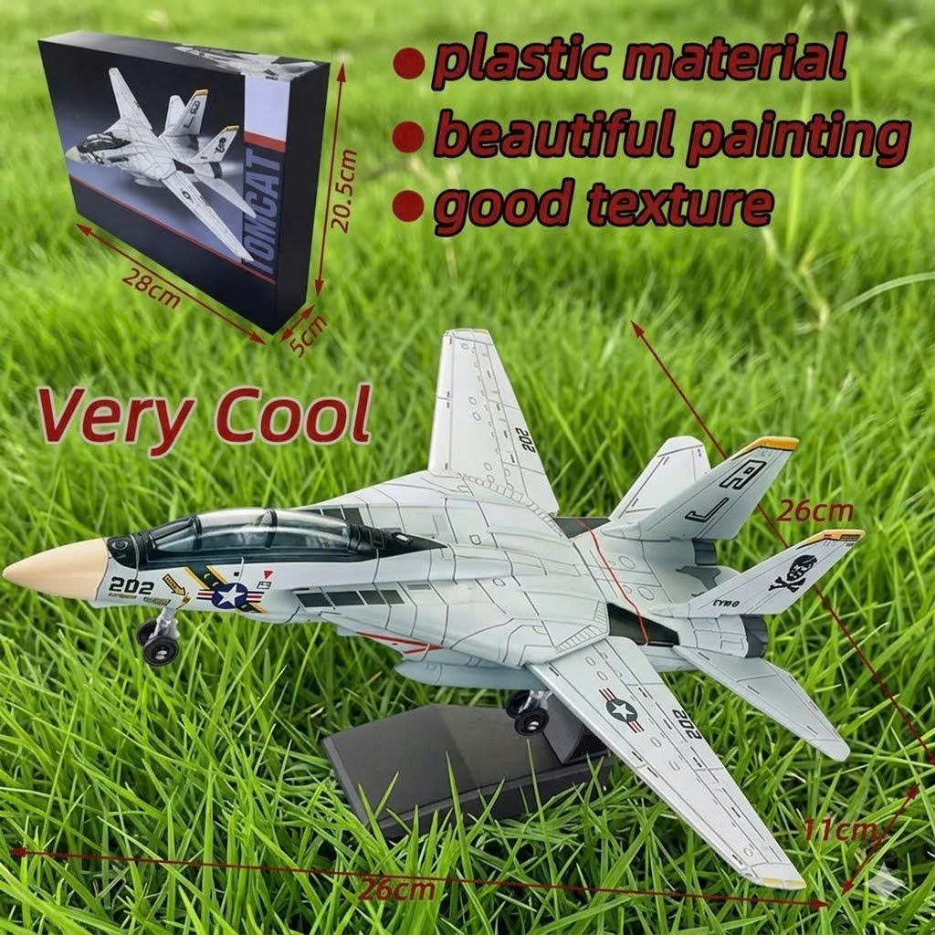 Đồ Chơi Lắp Ghép Máy Bay Chiến Đấu F-14 TOMCAT Màu Xám Có Bánh Xe Kèm Giá Đỡ (F14)