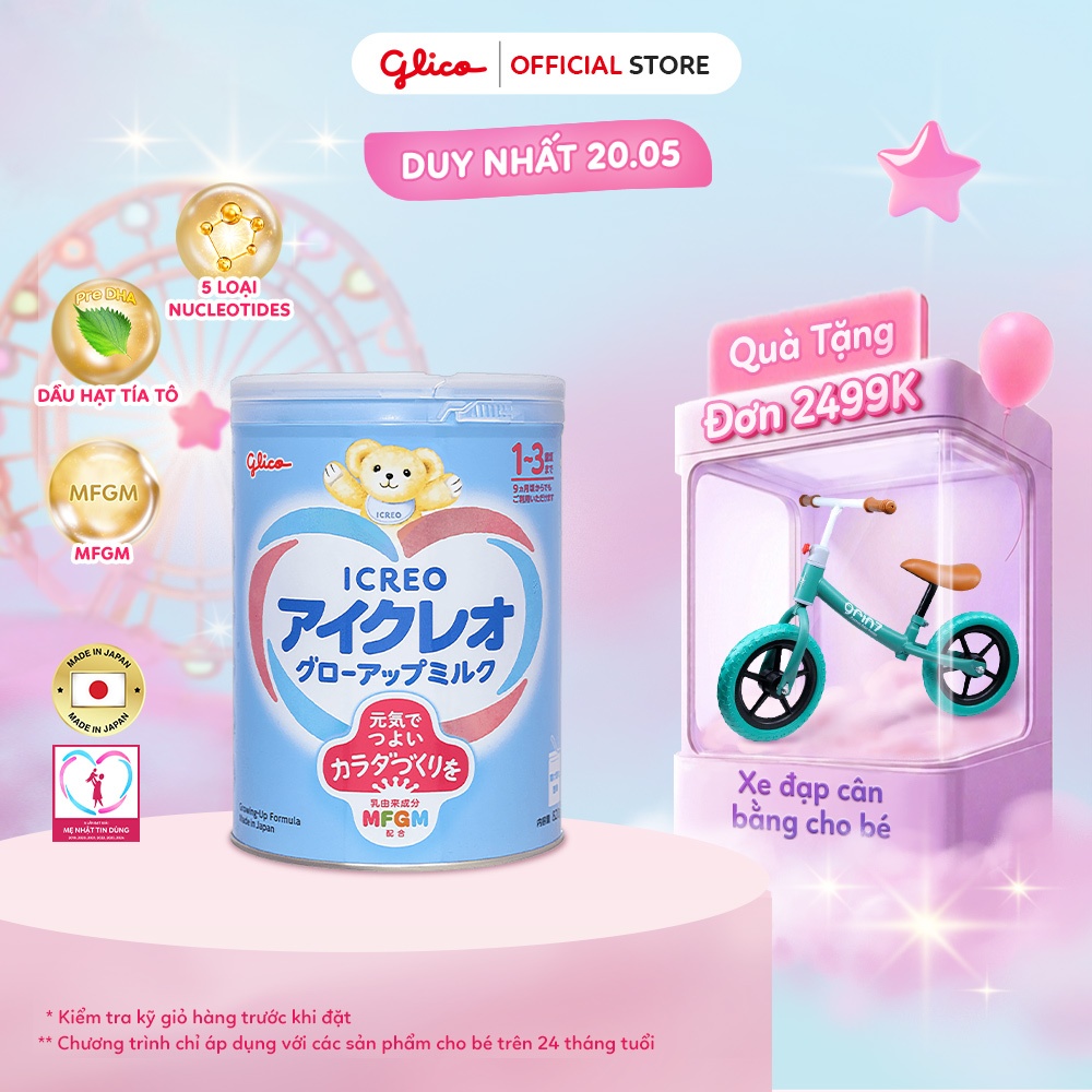 [ICREO SỐ 1] Sữa Bột Công Thức Cho Bé Glico Icreo Grow-Up Nhật Bản - Lon 820g