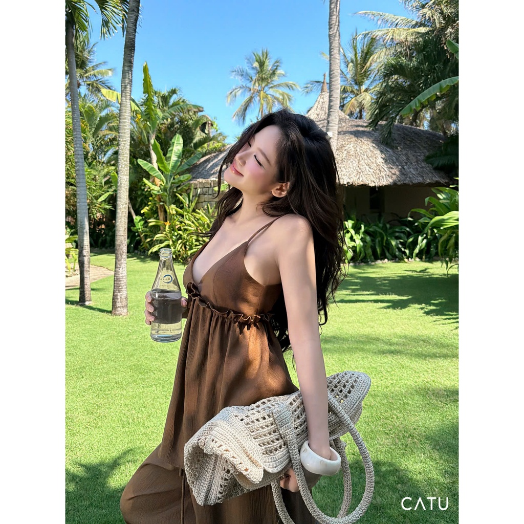 TUBYCATU Set Hazel Áo 2 Dây Form Babydoll + Quần Dài Bo Gấu Phối Ren Sườn | BigBuy360 - bigbuy360.vn