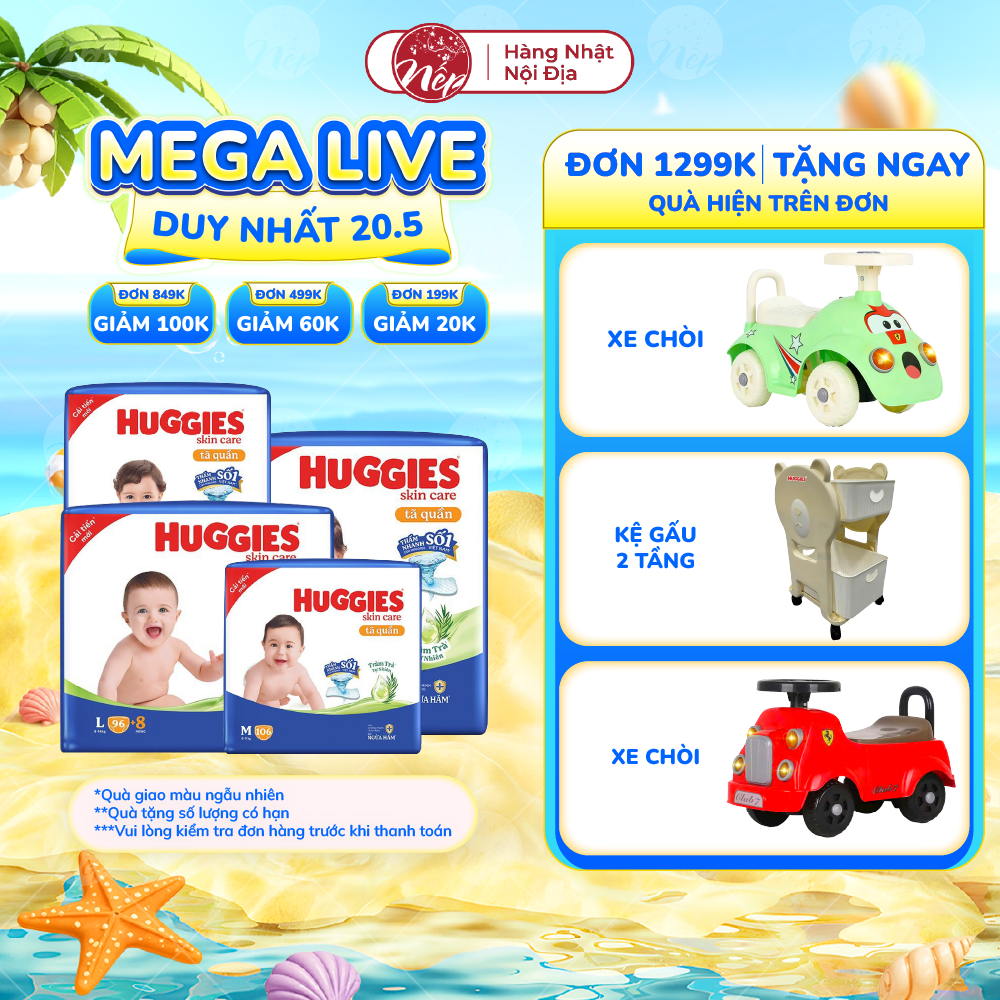 [DK] Tã bỉm quần Huggies Skincare Mega Jumbo M106/L96+8/XL84+4/XXL76+4 - nepshop1