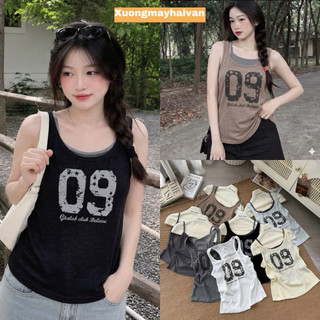 HV- [Hàng Quảng Châu] Áo Ba Lỗ  Tank Top Số 09 kèm Áo 2 Dây Lót Trong 6 Màu