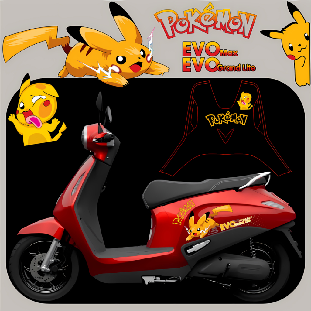 Tem PIKACHU - THE GIOI TEM XE - EVO Grand - Grand Lite - Max - in UV nền Trong Suốt - 211732
