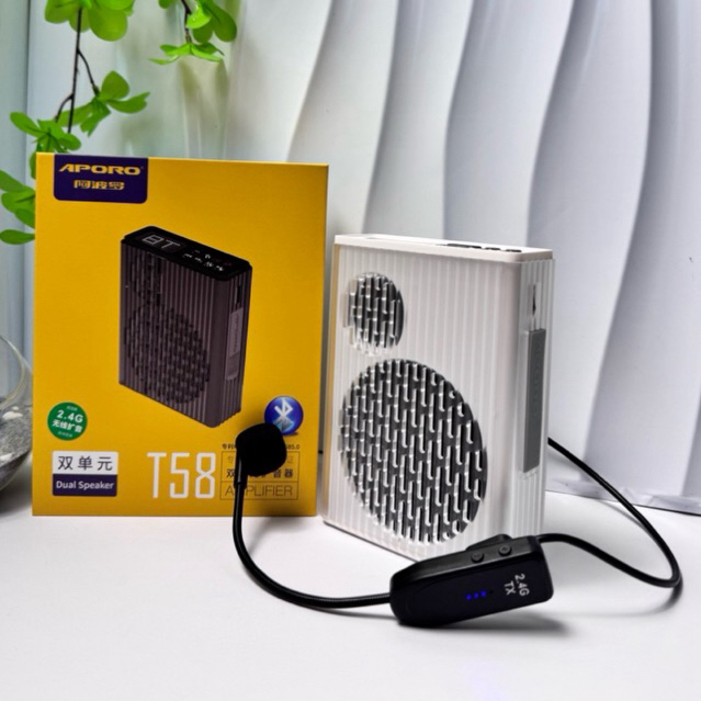 Loa Trợ Giảng Aporo T58 2.4G plus - Mic ko Dây (Có Đèn báo Pin) - Công Suất 50W