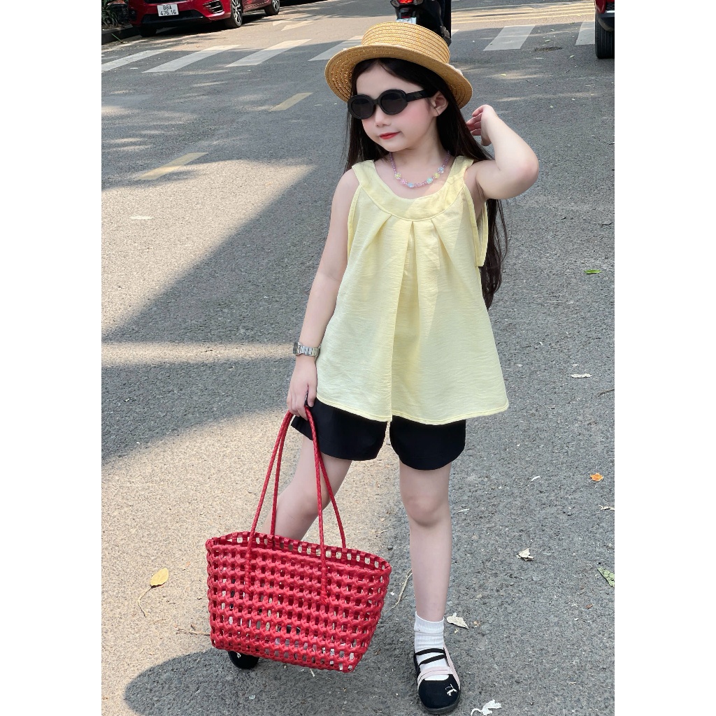 Áo kiểu babydoll cho bé gái chất liệu thô đũi thoáng mát AC2 Viola Kids