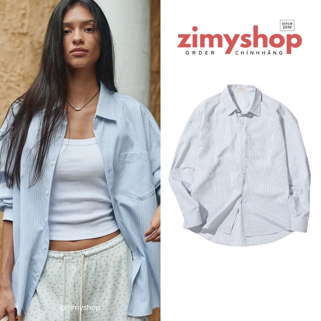 [CHÍNH HÃNG] ÁO SƠ MI WIND STRIPE SHIRT-BLUE 29 CM HÀN QUỐC