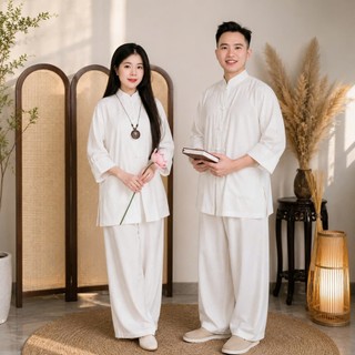 La Hán Linen Ấn cao cấp mềm mát đồ lam pháp phục đi chùa nam/nữ form suông rộng