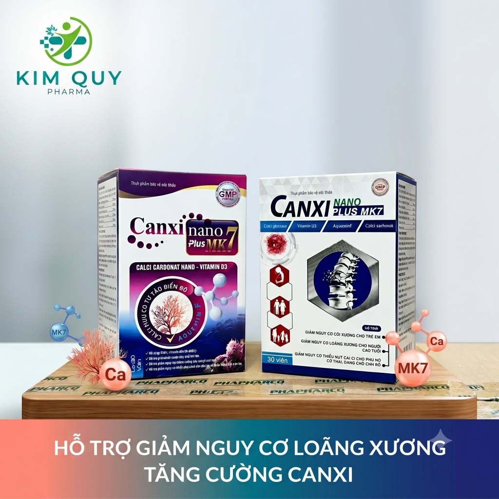 Canxi Nano Plus MK7 Bổ Sung Calci Aquamin F Vitamin D3 K2 Giảm Loãng Xương Cho Người Già