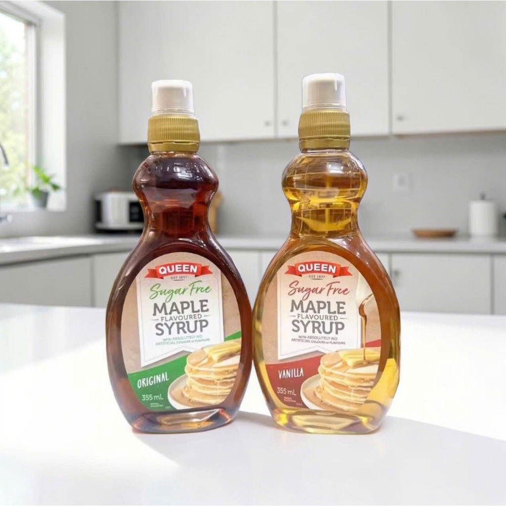 Siro lá phong không đường từ ÚC Queen Sugar Free Maple Flavoured Syrup 355mL/ socola và caramel Topp