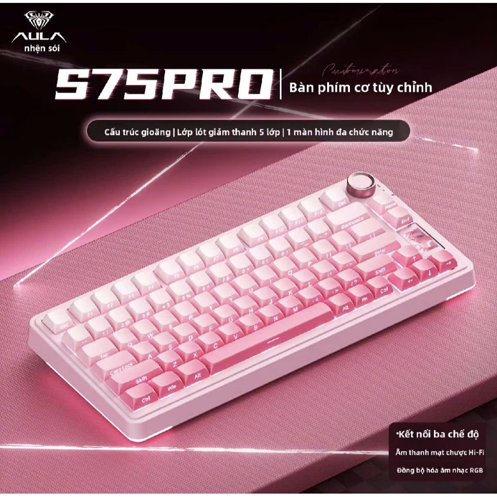 AULA S75 Pro Gaming Keyboard 3 Mode RGB Có Màn Hình TFT