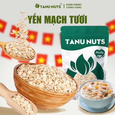 Yến mạch cán dẹt TANU NUTS dùng làm bánh, nấu ăn tiện lợi.