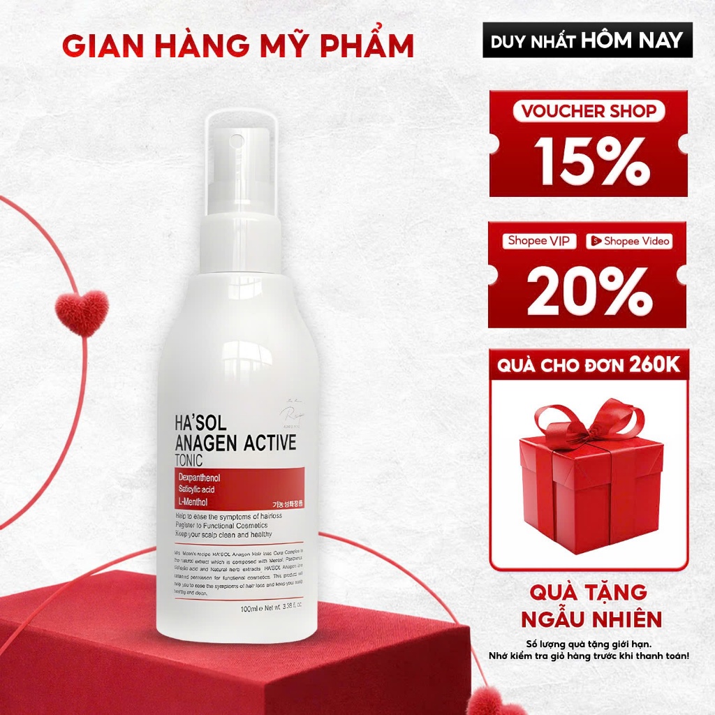 Xịt Dưỡng HASOL Kích Mọc, Ngăn Rụng, Nuôi Dưỡng Da Đầu Nang Tóc Chắc Khỏe - Ha'sol Anagen Active Ton