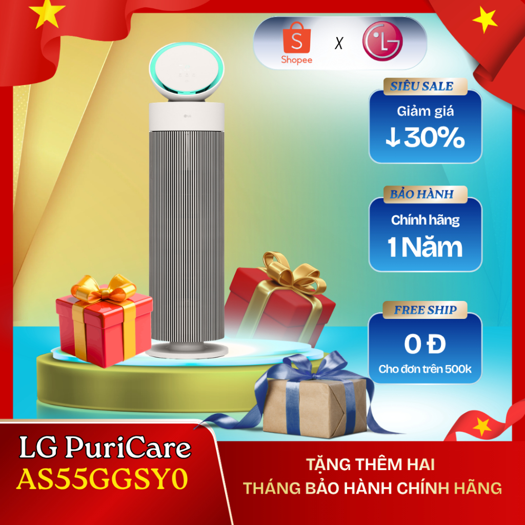 [ KOL ]Máy Lọc Không Khí LG AS55GGSY0 cho phòng dưới 55m2