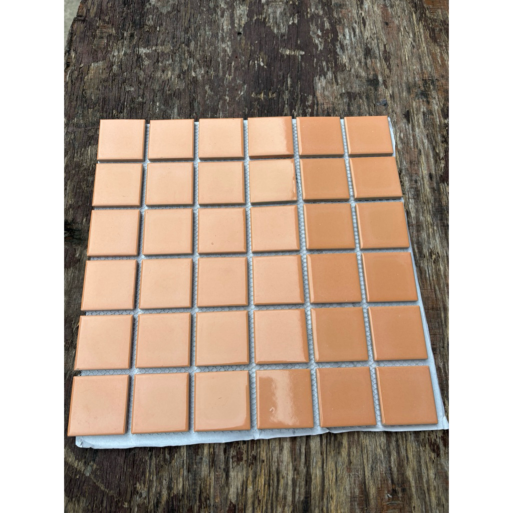 Gạch mosaic gốm cao cấp. gạch gốm sứ mà cam nhạt 30cm