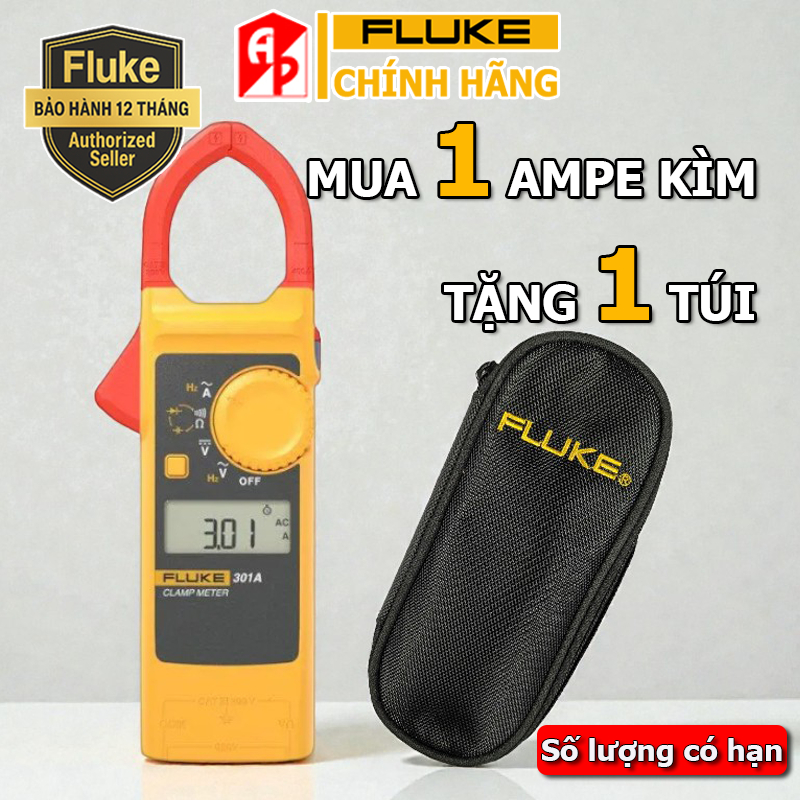 TẶNG TÚI - Ampe kìm điện tử đo dòng AC 400A Fluke 301A/301A+ [CHÍNH HÃNG]