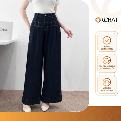 Quần Jean Nữ 𝐂𝐂𝐇𝐀𝐓 Dáng Suông Lơ Vê Gấu To Chất Liệu Jeans Cao Cấp 15GDJ2016ST