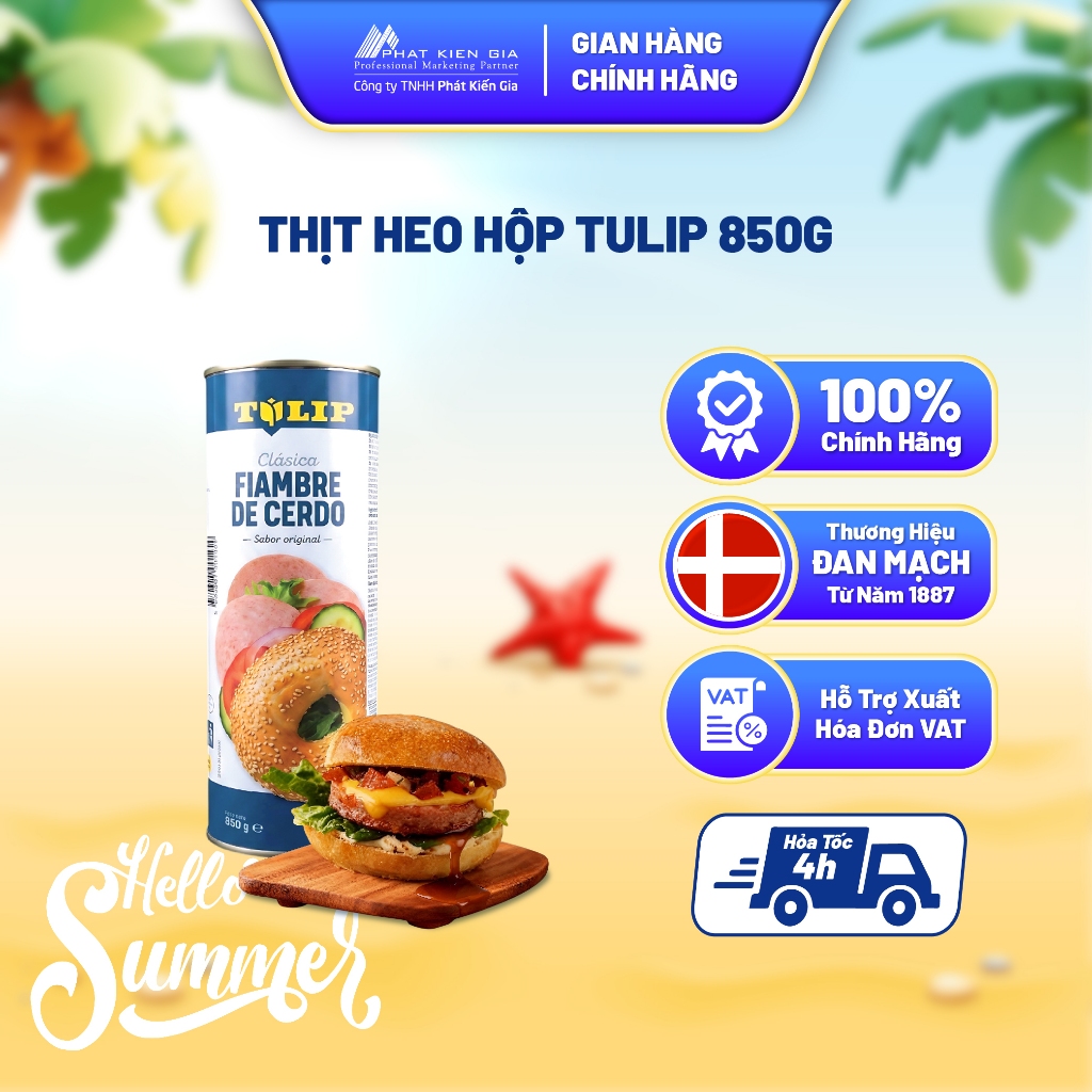 Thịt Heo Hộp Tulip 850g - Nhập Khẩu Đan Mạch | Tulip Pork Luncheon Meat 850g