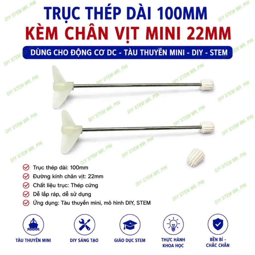Bộ Chế Tàu Thuyền Trục Chân Vịt Mini DIY STEM – Trục Thép 100mm Chân Vịt 22mm Cho Tàu Mini P0087